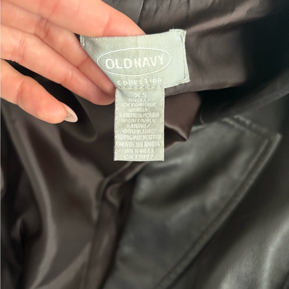 Chocolate Brown Leather single breasted blazer size XS.  Old Navy - Picture 2 of 7